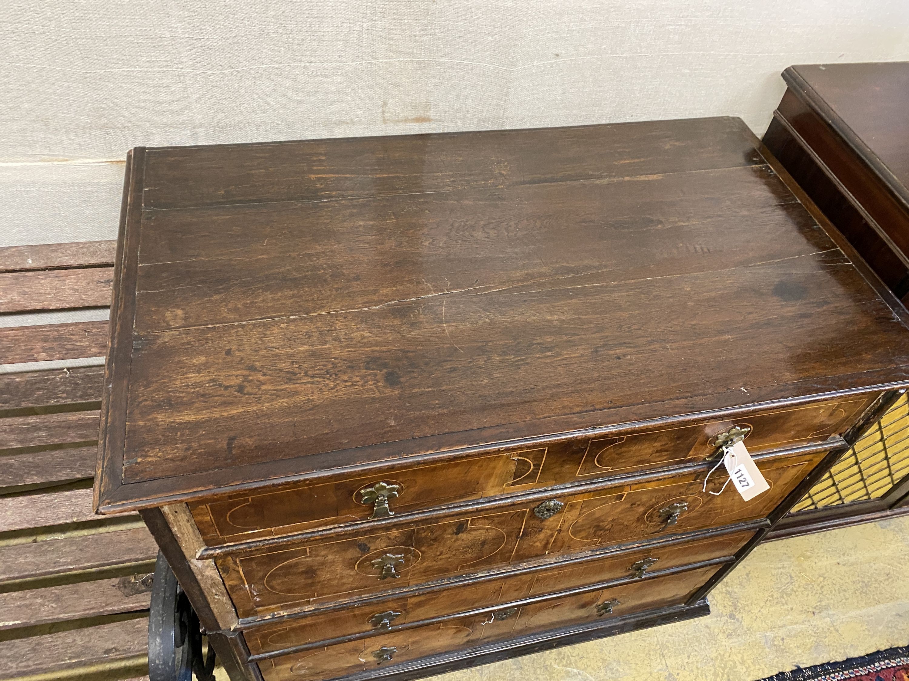 A William and Mary style chest of drawers, width 95cm, depth 55cm, height 95cm